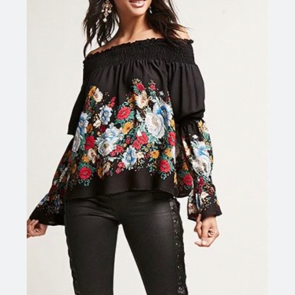 Forever 21 Off-Shoulder Floral Blouse